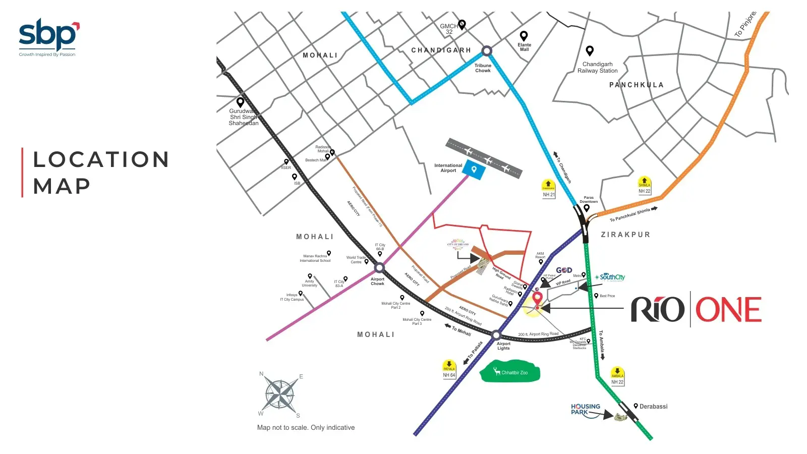RIO ONE location map — Zirakpur, Chandigarh, Mohali and Panchkula connectivity